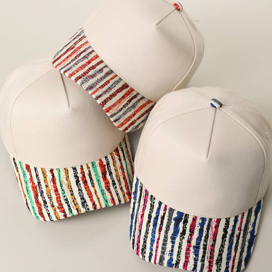 Colorful Stripe Brim Trucker Hat