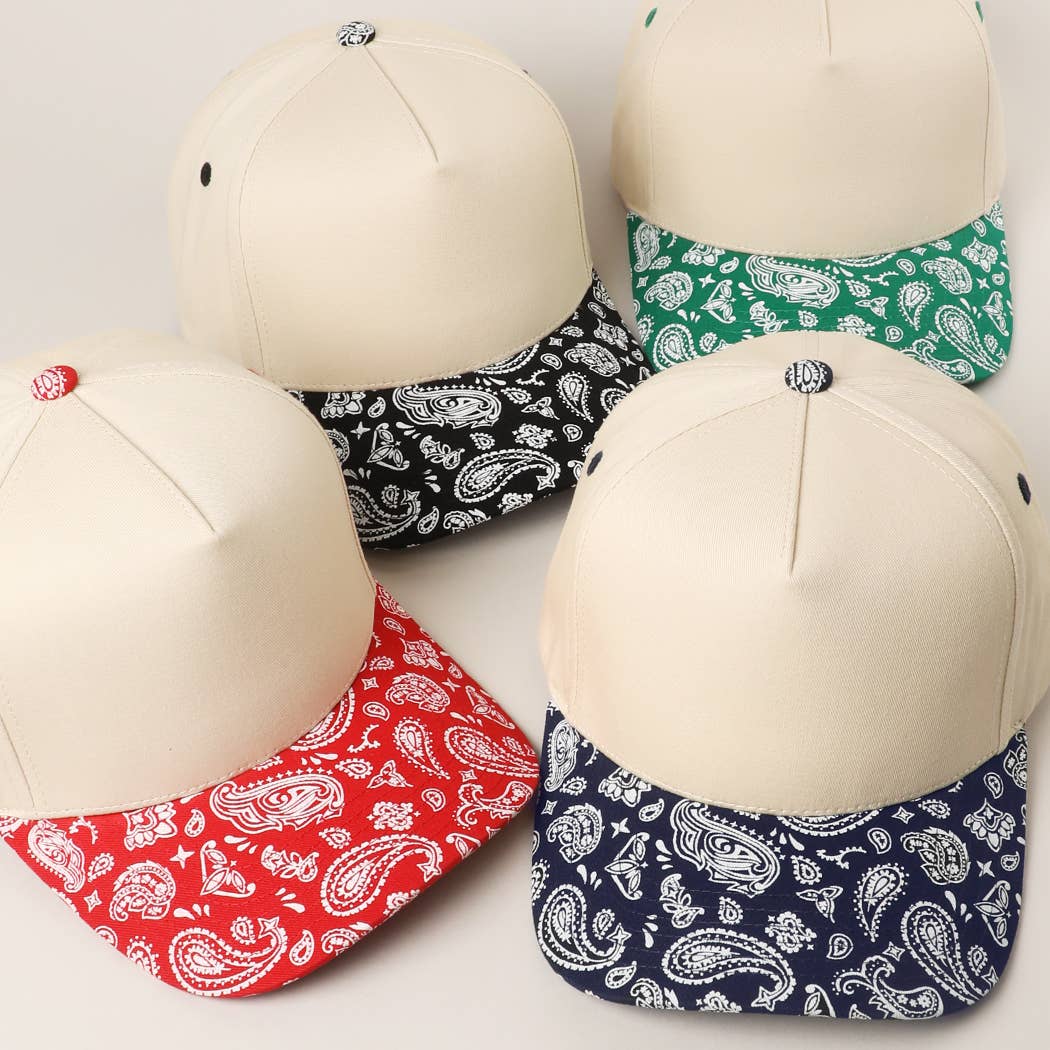 Two-Tone Canvas Cotton Paisley Trucker Hat