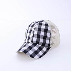 Women's Ponytail Mesh Baseball Cap Criss Cross High Bun Trucker Hat