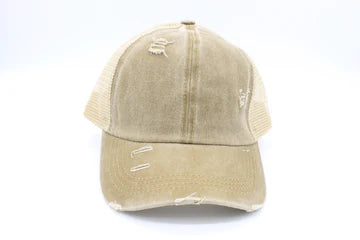 Ponytail Hat for Women - Baseball Cap with Adjustable Fit & High Pony Tail Criss Cross Back
