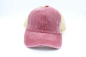 Ponytail Hat for Women - Baseball Cap with Adjustable Fit & High Pony Tail Criss Cross Back