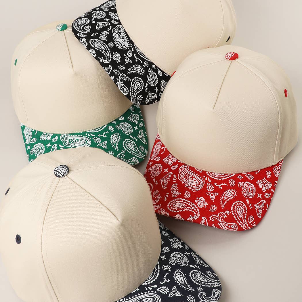 Two-Tone Canvas Cotton Paisley Trucker Hat