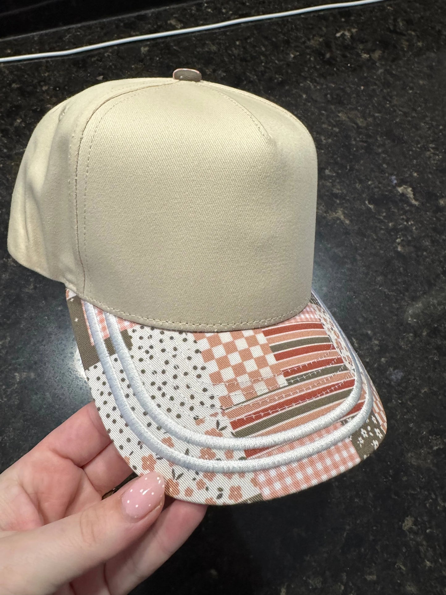 Patchwork Printed Brim Hats