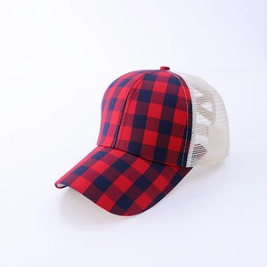 Women's Ponytail Mesh Baseball Cap Criss Cross High Bun Trucker Hat
