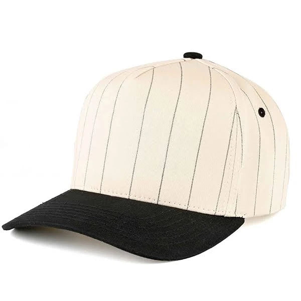 Vintage Striped White Blank Embroidered Snapback Hat
